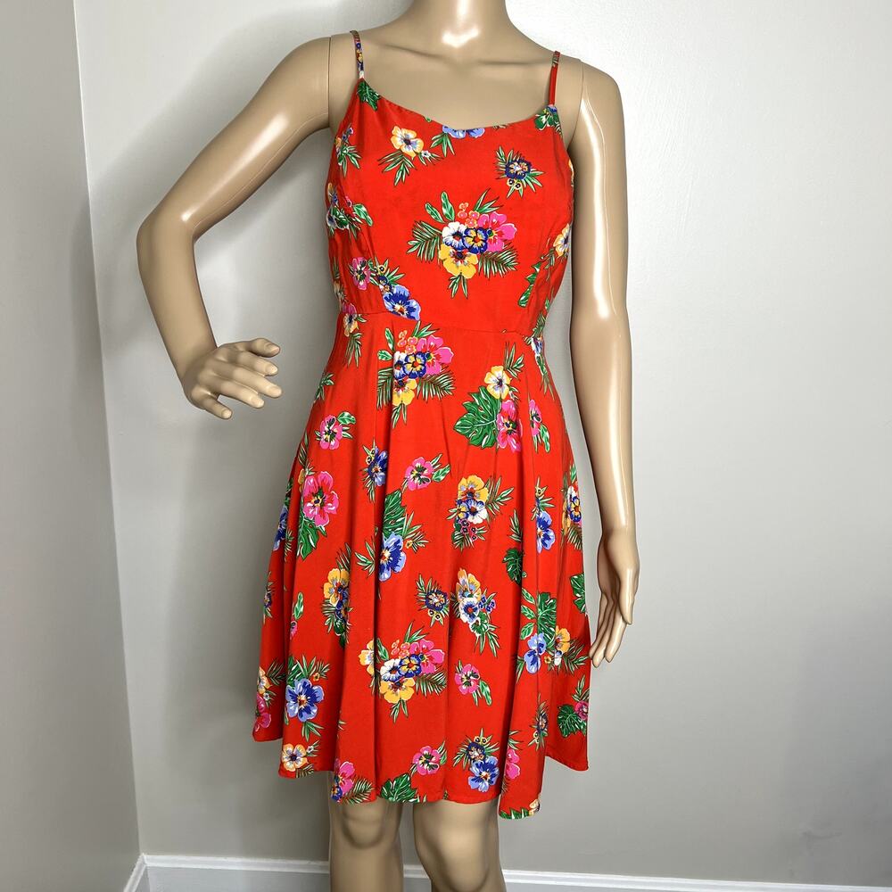 Old Navy Orange Floral Sun Dress